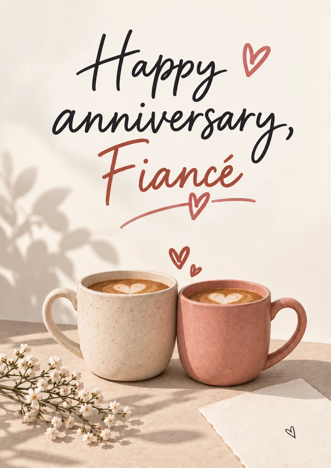 Latte Art Coffee Mugs Anniversary Card for Him