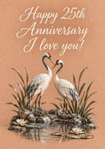 Load image into Gallery viewer, Red-Crowned Cranes Pond 25th Anniversary Card for Husband
