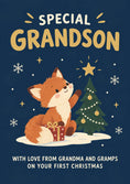 Load image into Gallery viewer, Cute Fox Special Grandson First Christmas Card
