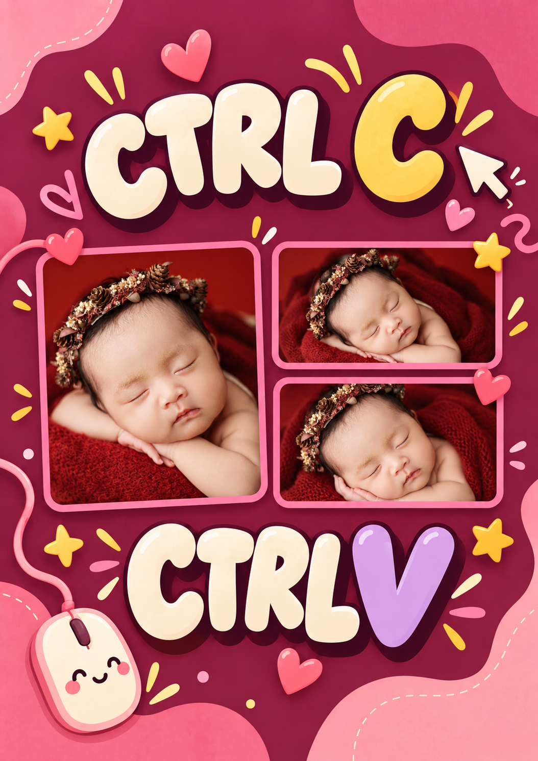 Funny Ctrl C Ctrl V Split Photo Upload Birthday Card