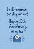 Load image into Gallery viewer, I Still Remember the Day We Met 10th Anniversary Card for Him
