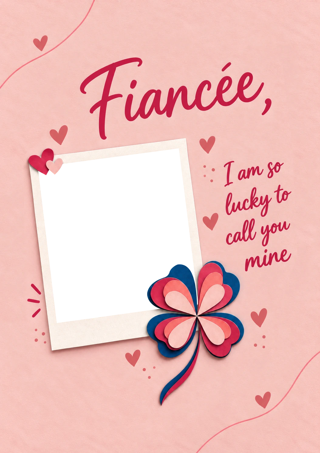 Lucky Four-Leaf Clover Photo Upload Anniversary Card for Her