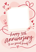 Load image into Gallery viewer, Red Hearts and Ribbon Photo Upload 30th Anniversary Card
