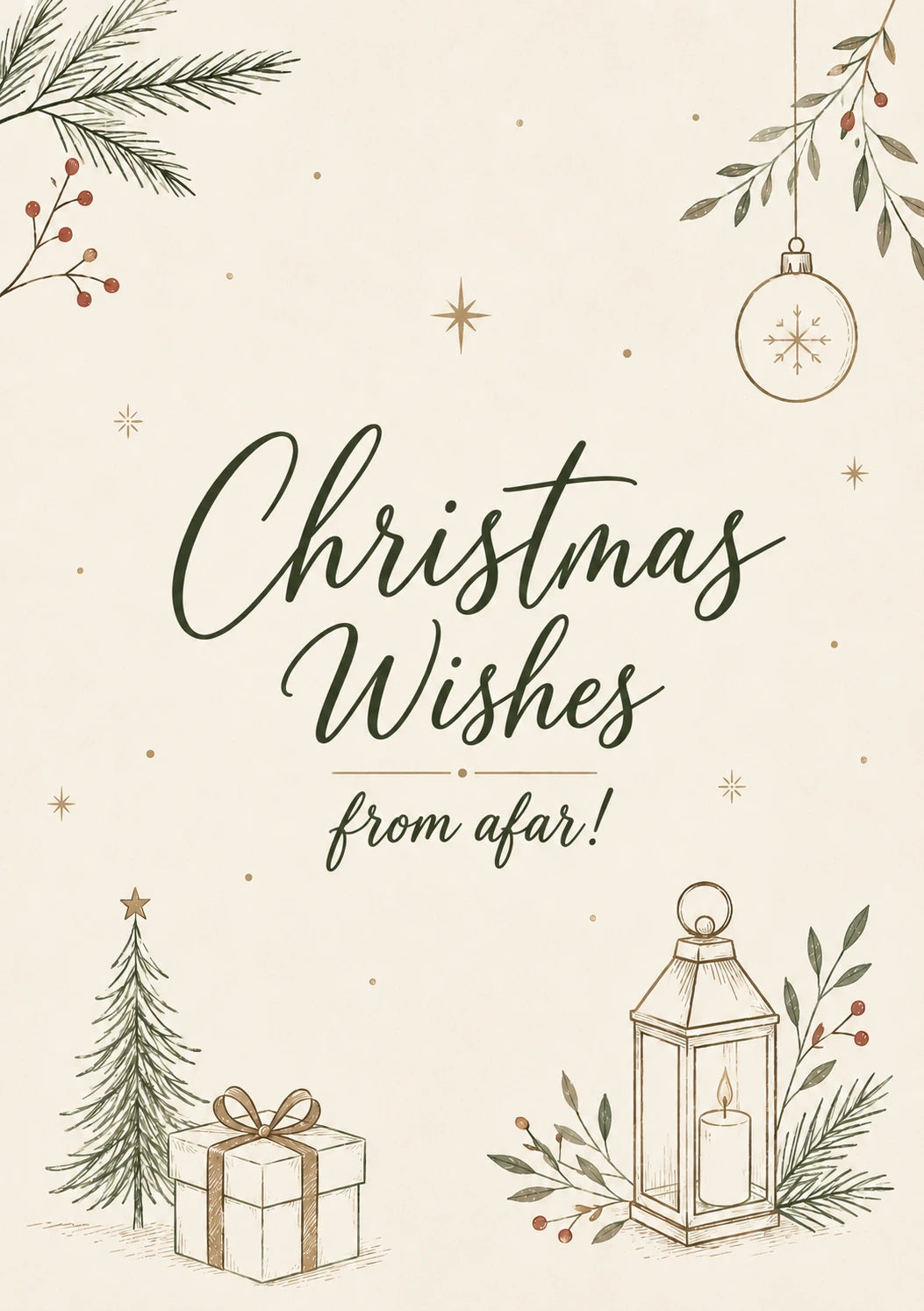 Christmas Wishes From Afar Illustrated Christmas Card