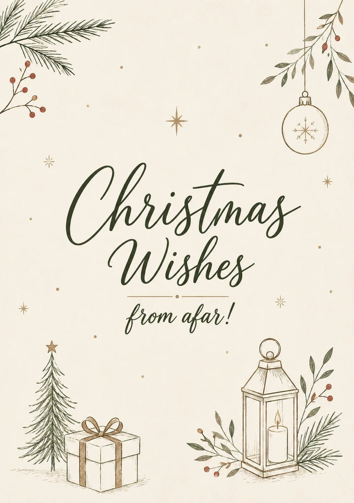 Christmas Wishes From Afar Illustrated Christmas Card
