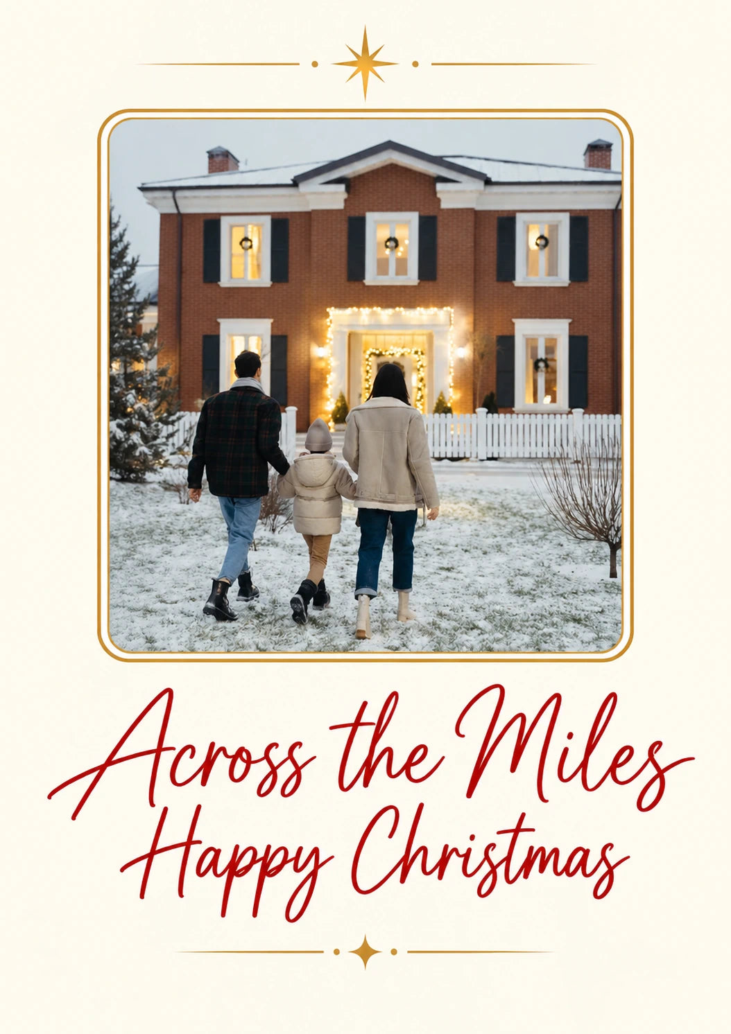 Across the Miles Photo Upload Christmas Card for Cousin