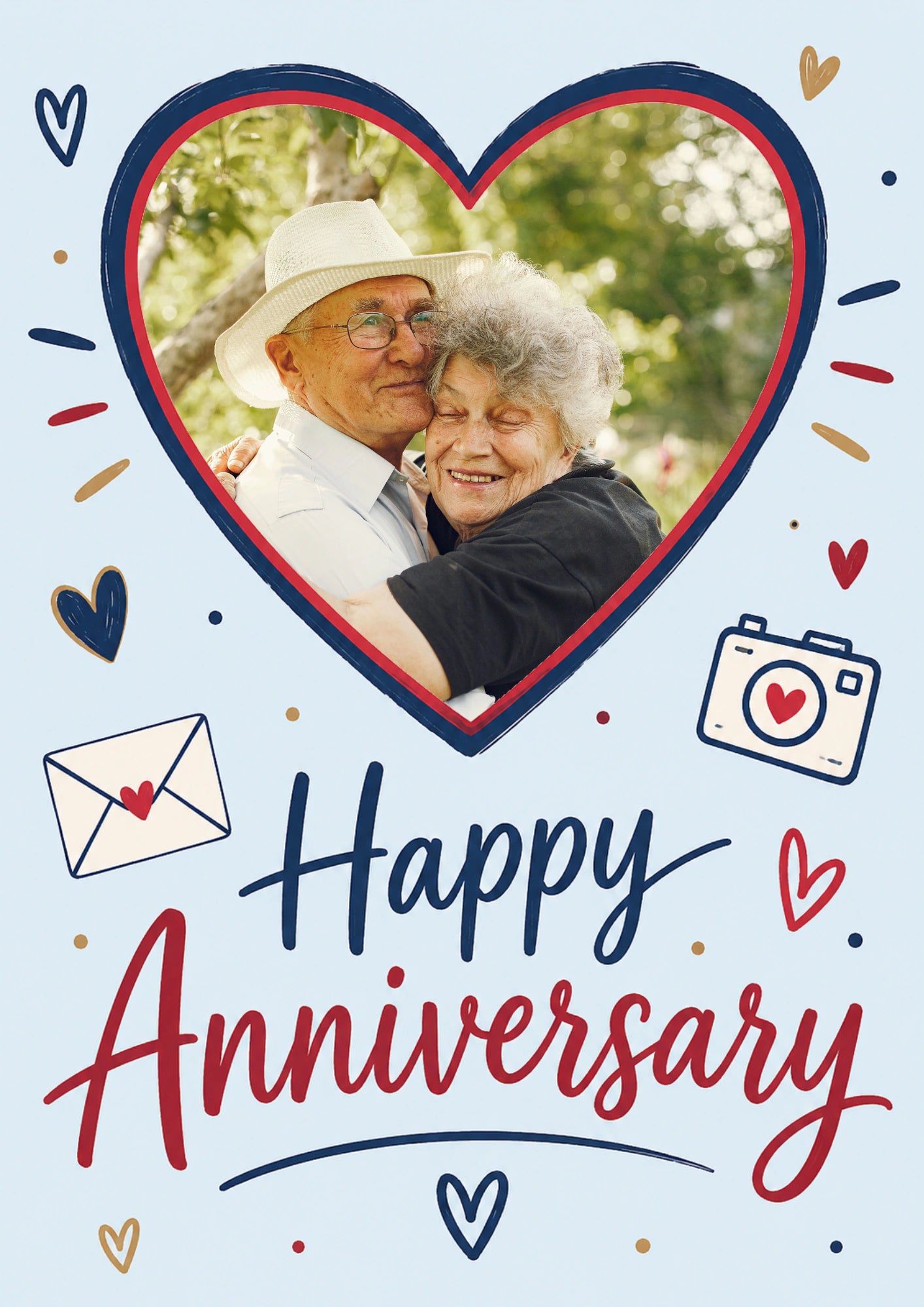 Heart Frame Happy Anniversary Photo Upload Birthday Card