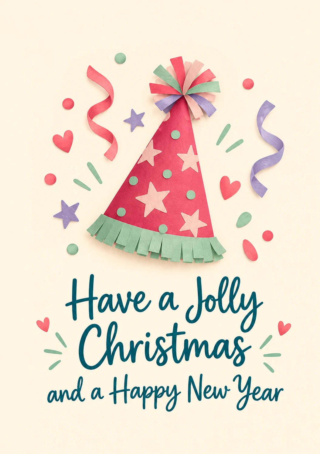 Jolly Party Hat Confetti Christmas Card for Mum