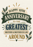 Load image into Gallery viewer, Greatest Brother & Brother-in-Law 10th Anniversary Card
