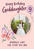 Load image into Gallery viewer, Butterfly Balloon Goddaughter 9th Photo Upload Birthday Card for Her
