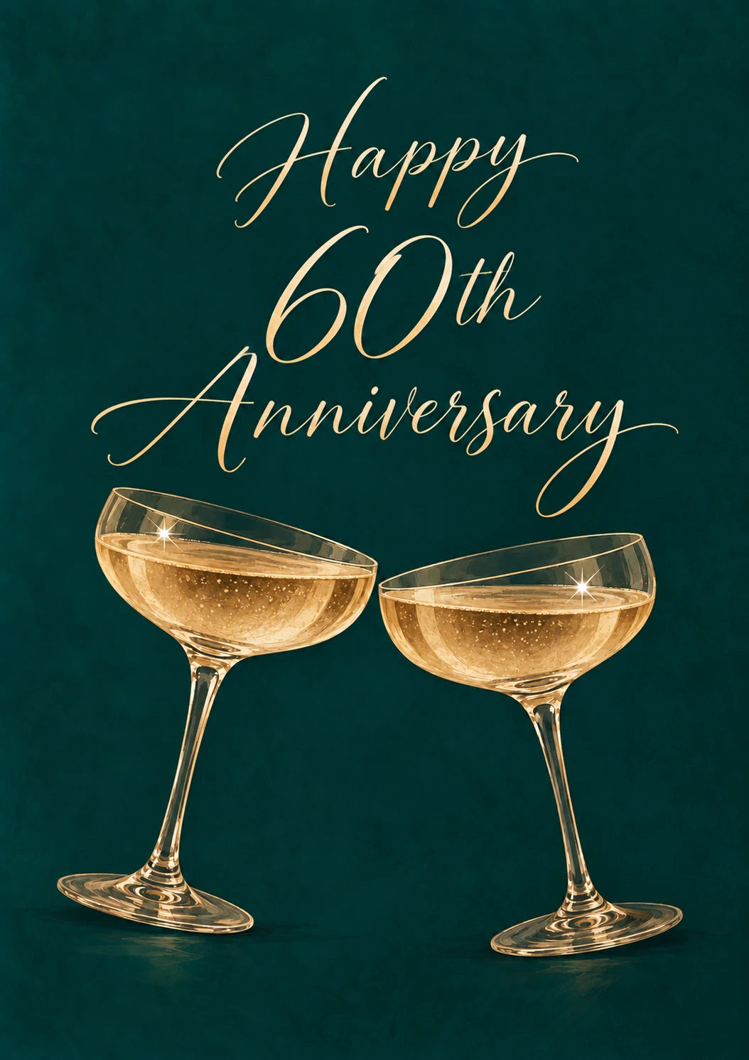 Gold Champagne Coupes Happy 60th Anniversary Card