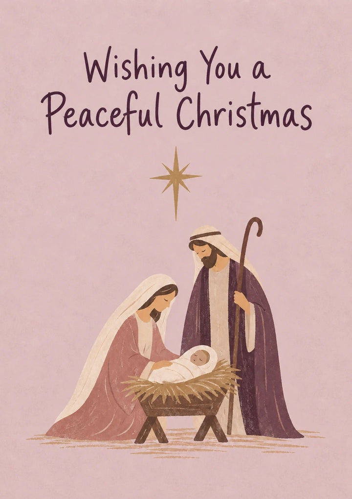 Nativity Scene Peaceful Wishes Christmas Card for Her