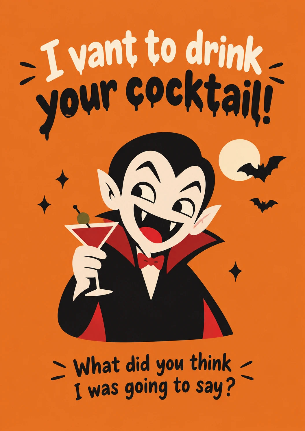 Funny Vampire Cocktail Pun Halloween Card for Him