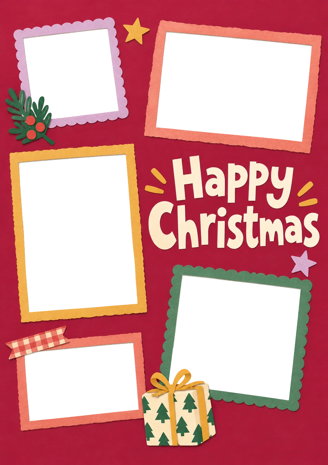 Multiple Photo Frames Photo Upload Christmas Card for Friend
