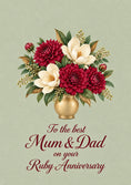 Load image into Gallery viewer, Ruby Red Dahlia Floral 40th Anniversary Card for Mum and Dad
