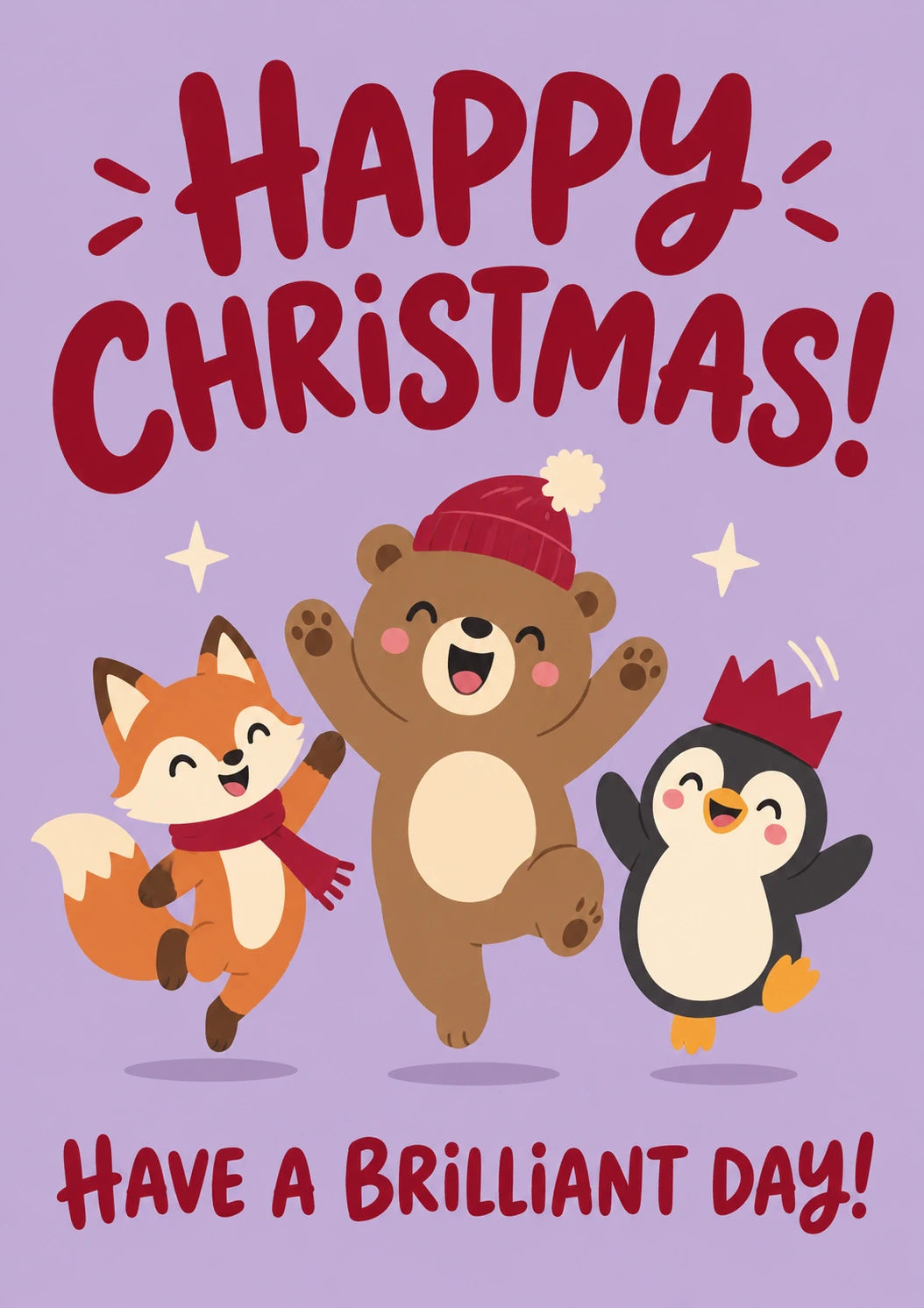 Dancing Animals Happy Christmas Card for Her