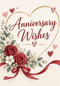 Load image into Gallery viewer, Red Rose Heart Floral Anniversary Wishes Card for Her
