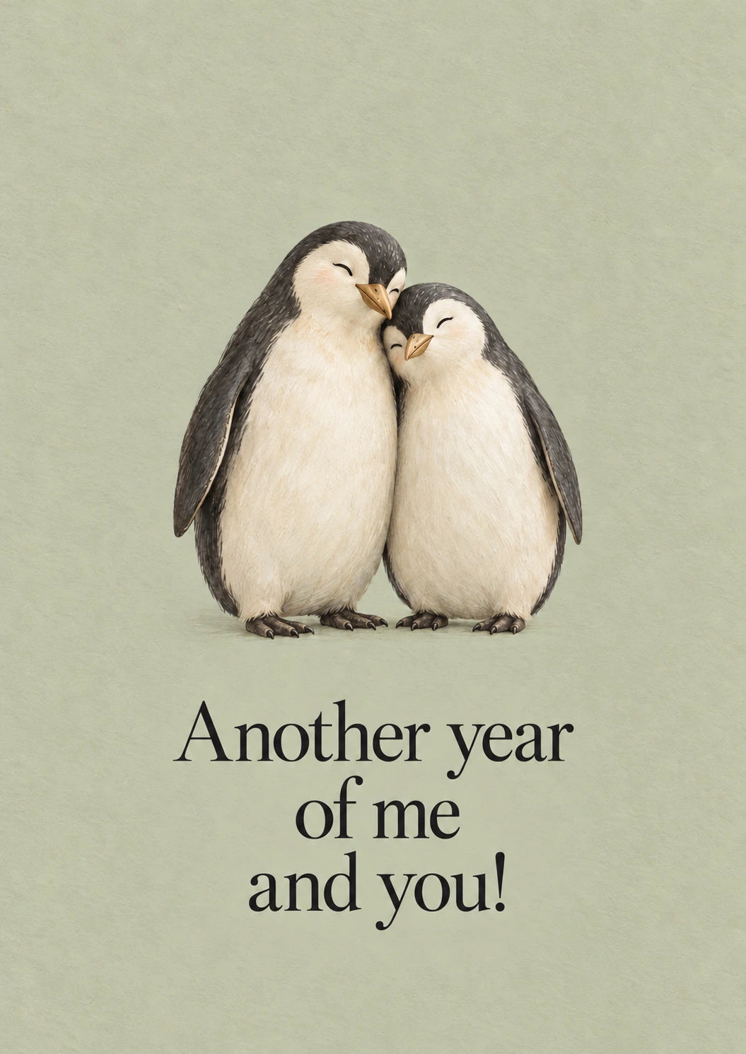Funny Snuggling Penguins Verse Wife Anniversary Card