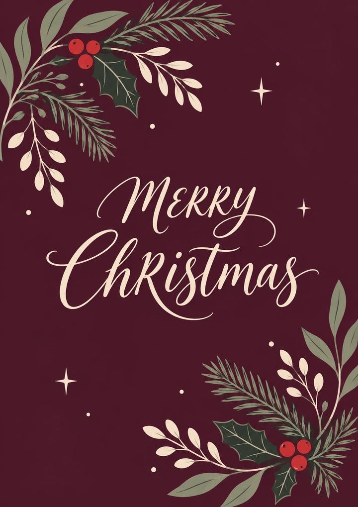 Festive Holly and Berry Botanical Christmas Card for Him