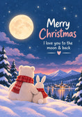 Load image into Gallery viewer, Bear and Bunny Moon & Back Christmas Card for Niece
