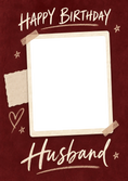 Load image into Gallery viewer, Dark Red Polaroid Snap Photo Upload Birthday Card for Him

