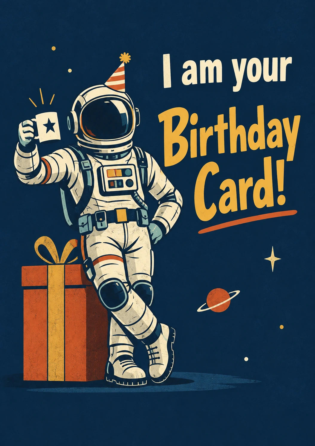Funny Astronaut Party Hat Birthday Card for Him