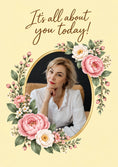 Load image into Gallery viewer, Floral Oval From the Heart Photo Upload 50th Birthday Card for Her
