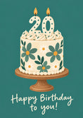 Load image into Gallery viewer, Teal Daisy Floral 20th Birthday Card
