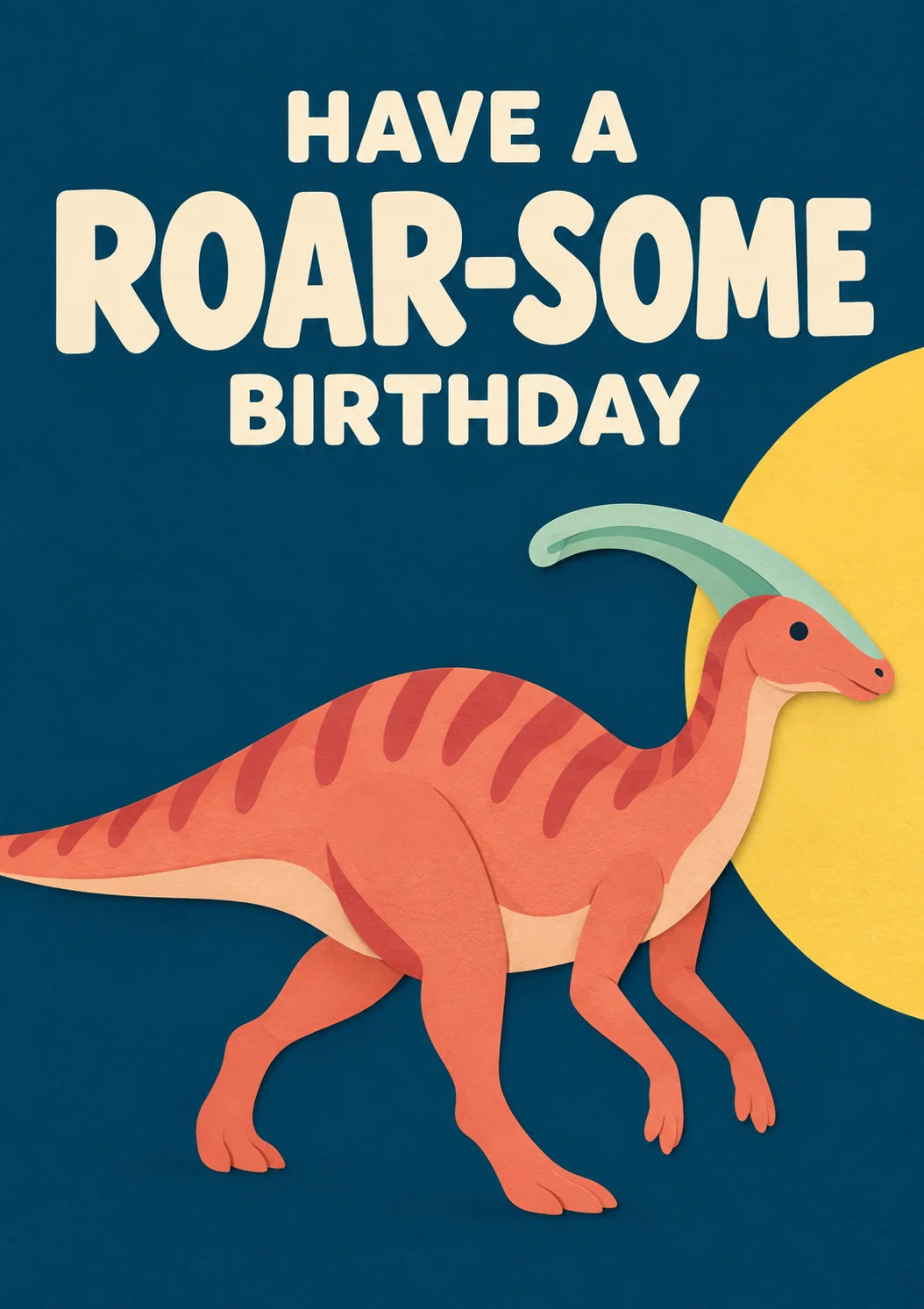 Funny Roar-Some Parasaurolophus Dinosaur Birthday Card