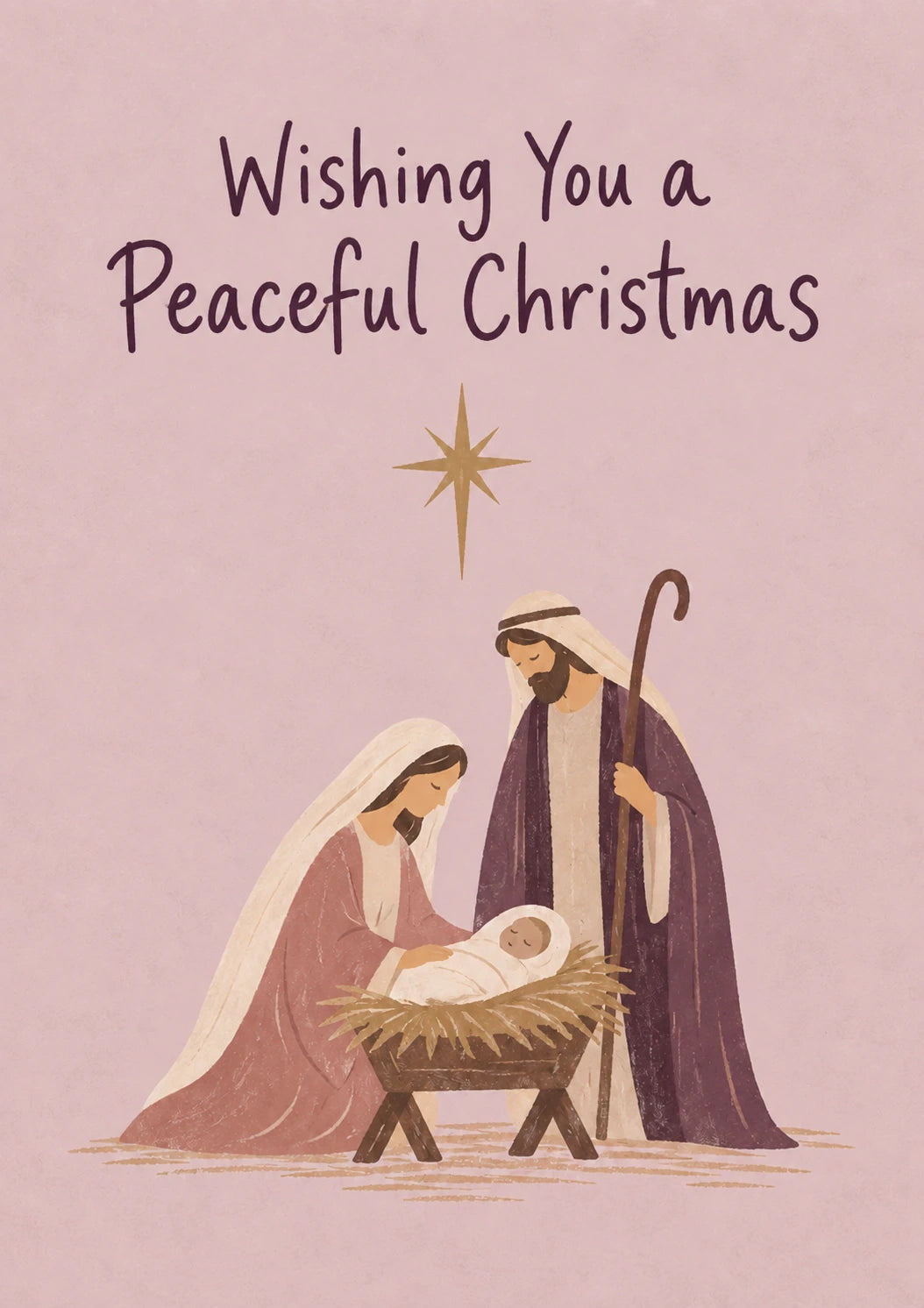Nativity Scene Peaceful Christmas Birthday Card
