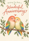 Load image into Gallery viewer, Rainbow Lovebirds on Branch Anniversary Card
