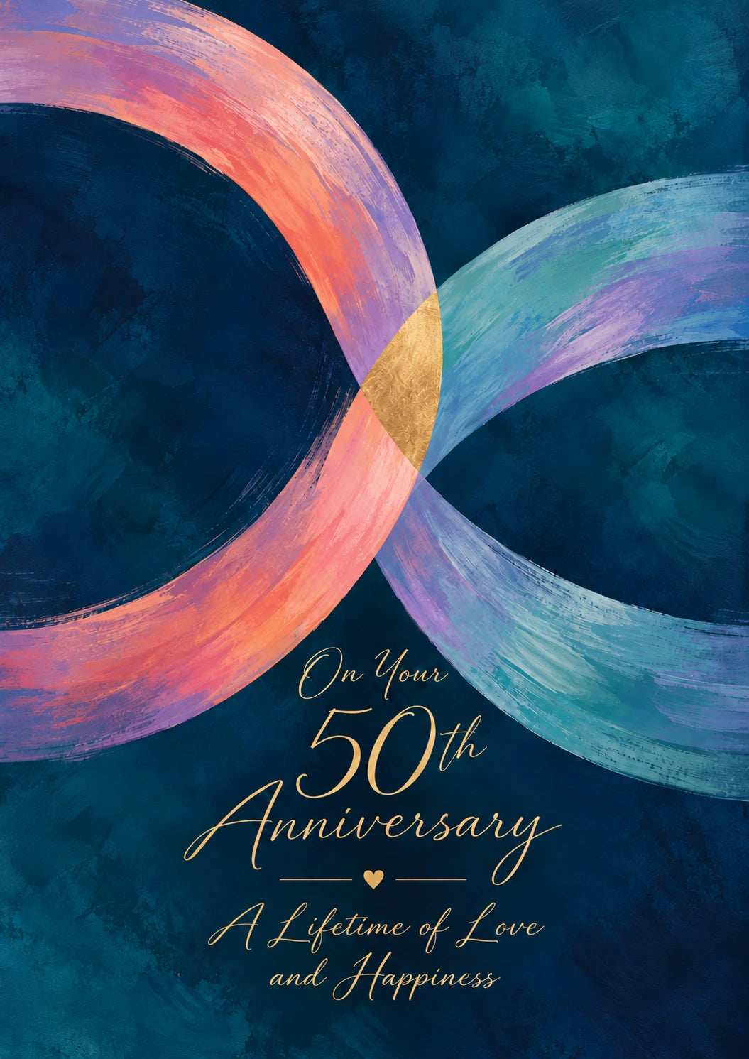 Intertwined Rings Gold Abstract 50th Anniversary Card