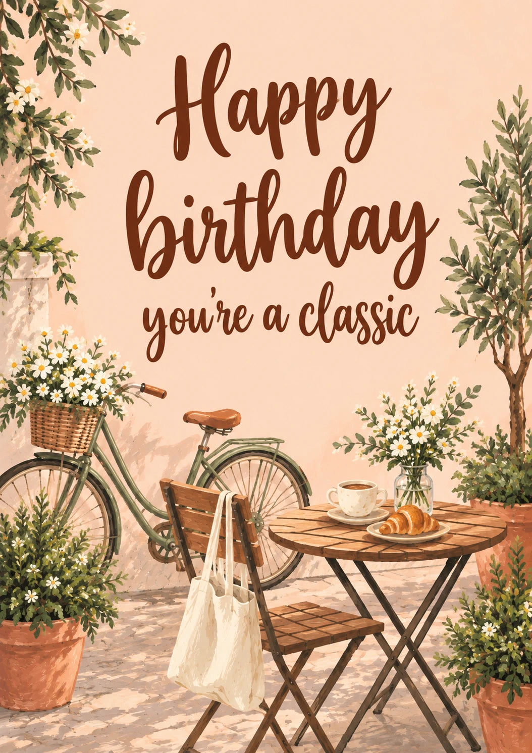 Vintage Bicycle Café Scene 21st Birthday Card for Her