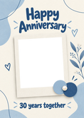 Load image into Gallery viewer, Blue Floral 30th Photo Upload Anniversary Card
