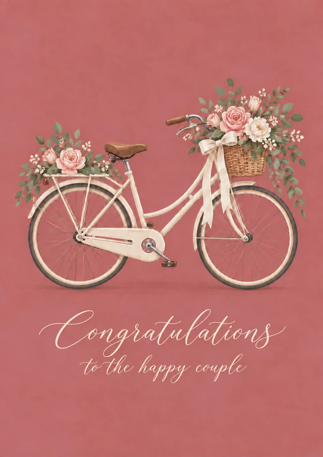Vintage Floral Bicycle Wedding Card for Her