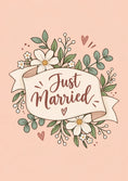 Load image into Gallery viewer, Just Married Floral Banner Wedding Card

