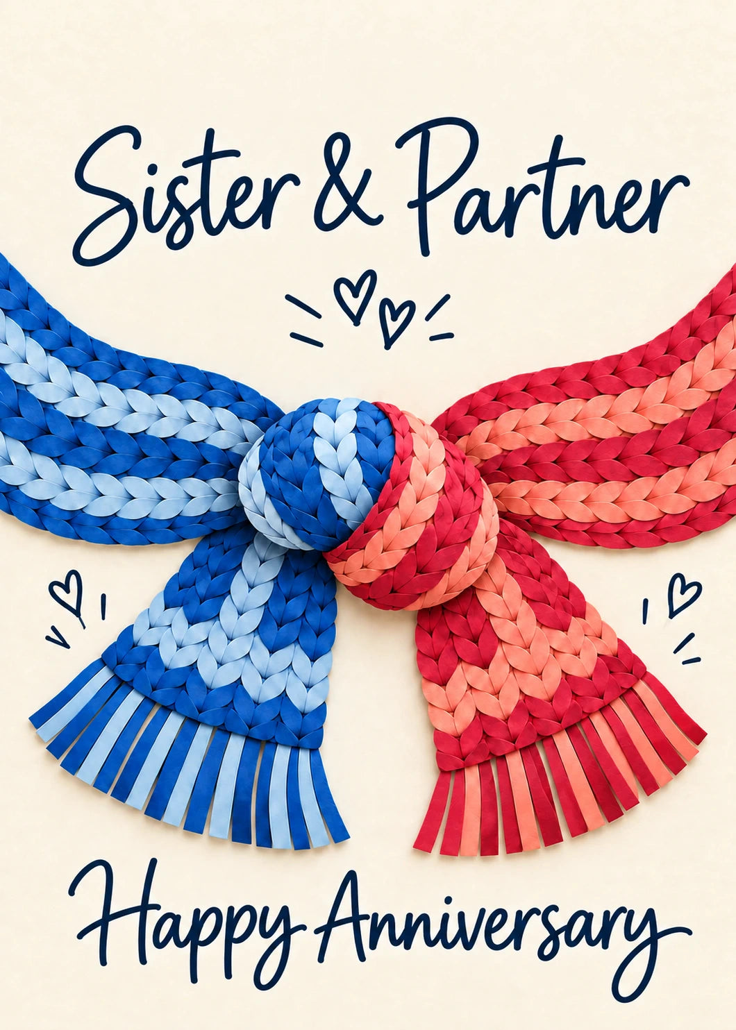 Intertwined Braided Scarves Sister & Partner Anniversary Card