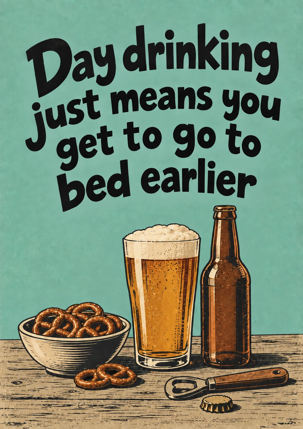 Funny Day Drinking Beer and Pretzels 60th Birthday Card