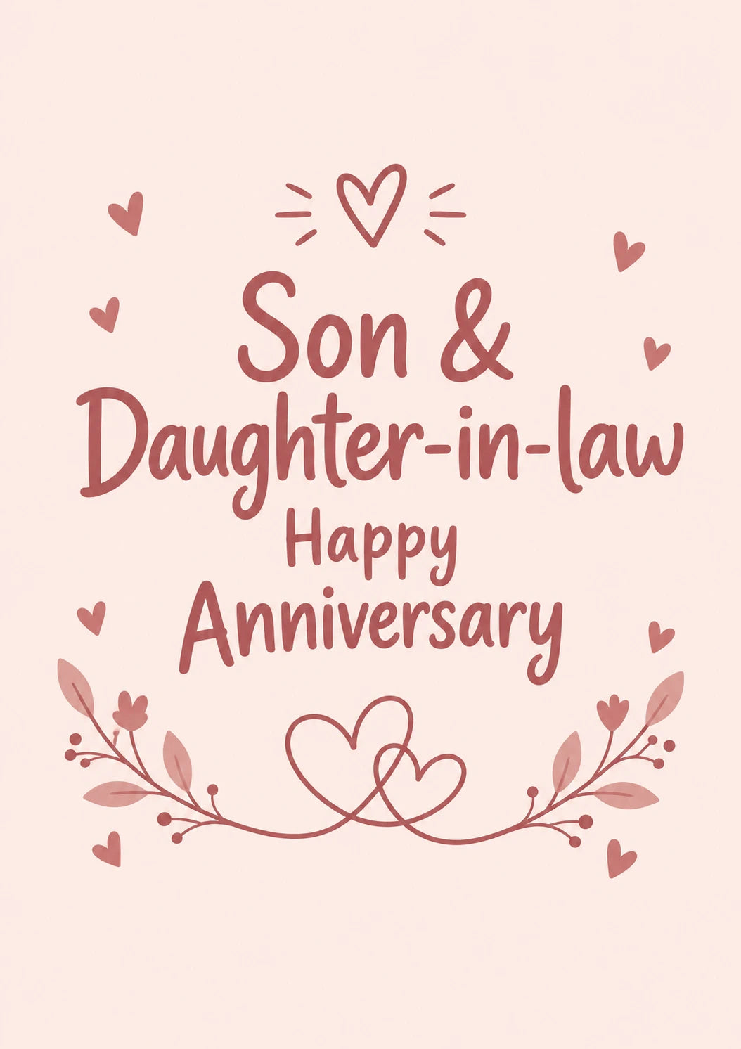 Son & Daughter-in-Law Floral Hearts Anniversary Card