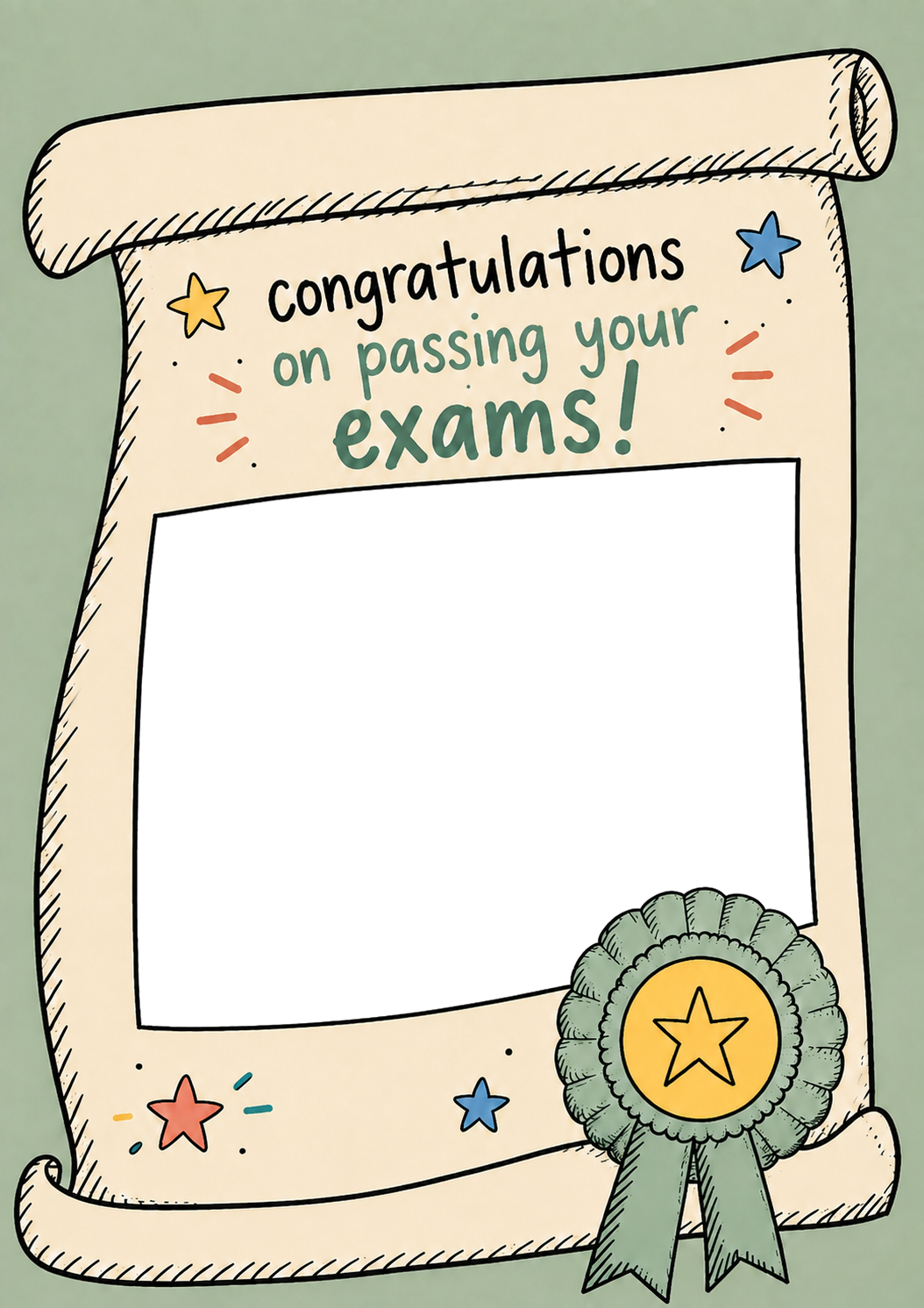 Scroll Certificate Stars Photo Upload Congratulations Card