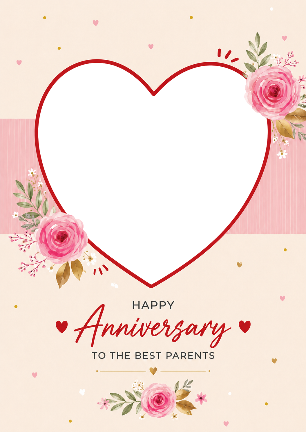 Floral Heart Best Parents Photo Upload Anniversary Card