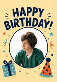 Load image into Gallery viewer, Happy Birthday Bold Balloon Photo Upload Birthday Card for Him
