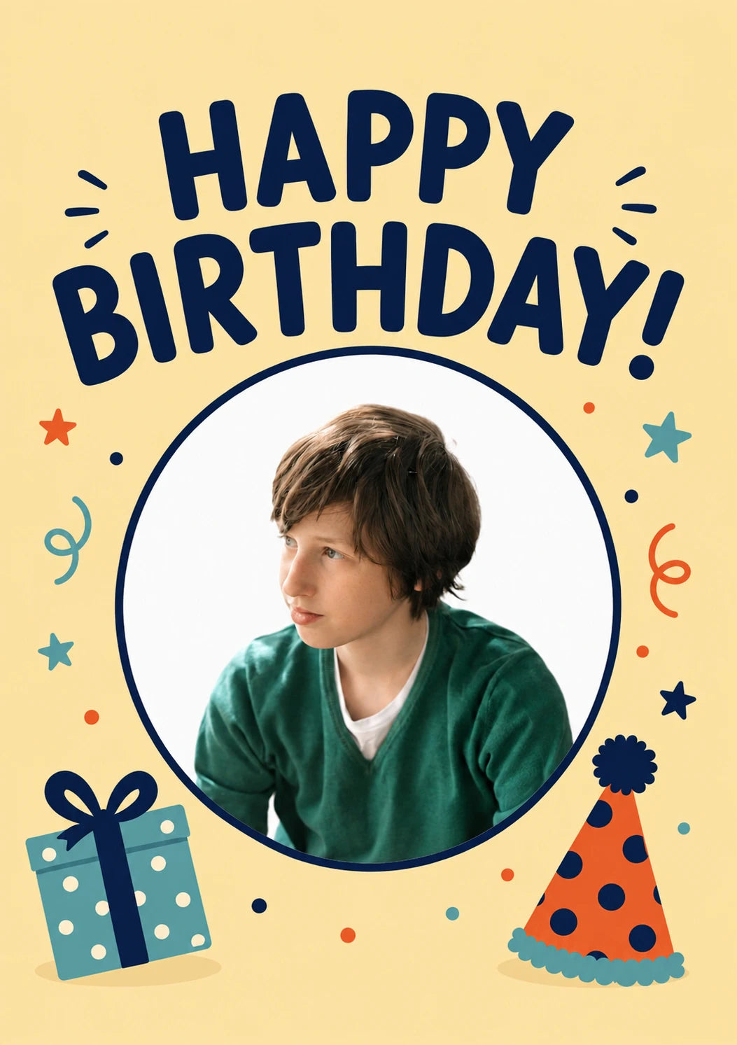 Happy Birthday Bold Balloon Photo Upload Birthday Card for Him