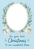 Load image into Gallery viewer, Festive Wreath Mittens Photo Upload Christmas Card for Nephew
