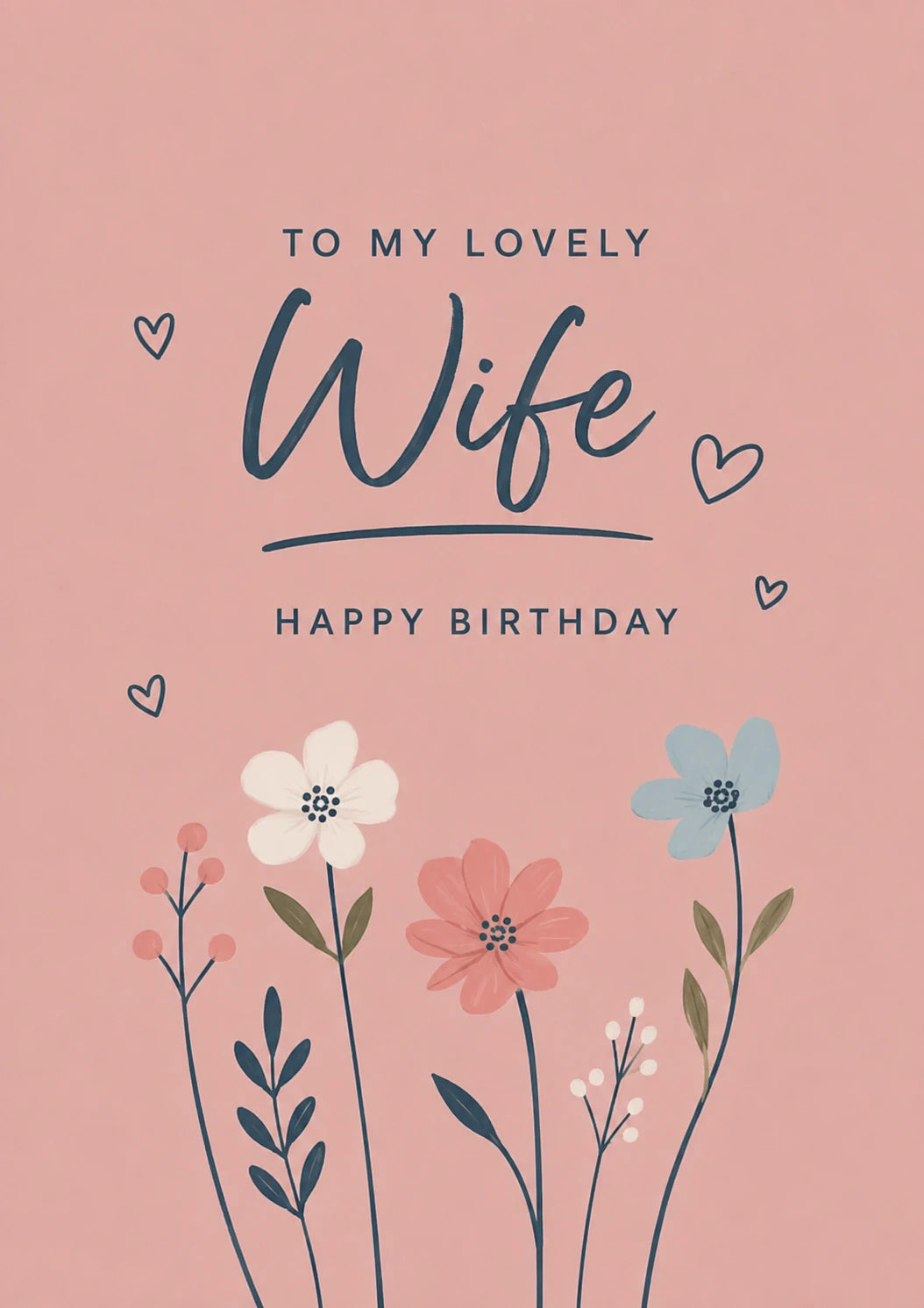 Floral Wildflower Wife Happy Birthday Card for Her