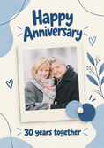 Load image into Gallery viewer, Blue Floral 30th Photo Upload Anniversary Card
