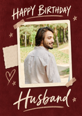 Load image into Gallery viewer, Dark Red Polaroid Snap Photo Upload Birthday Card for Him
