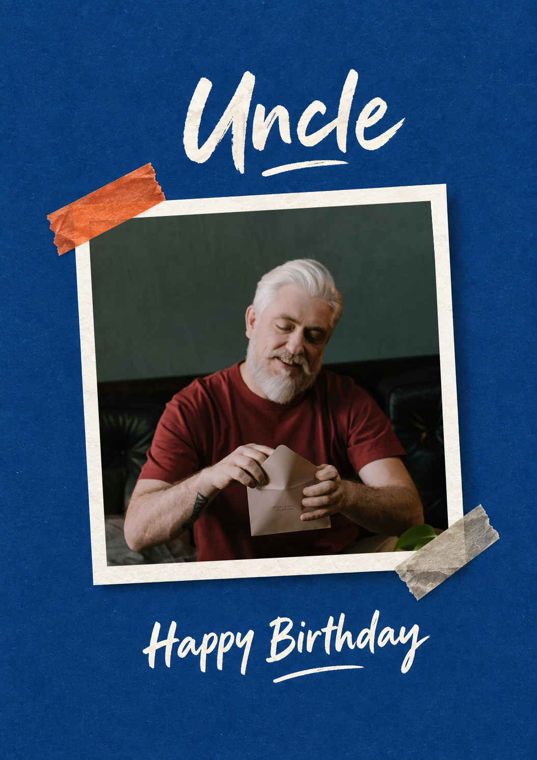 Polaroid Style Uncle Photo Upload Birthday Card for Him
