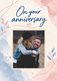 Load image into Gallery viewer, Watercolour Floral Photo Upload Anniversary Card for Daughter and Partner
