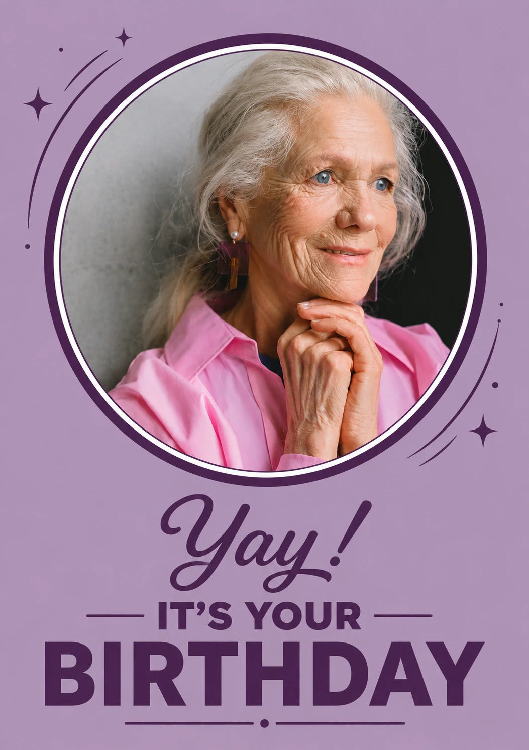 Yay It's Your Birthday Purple Photo Upload Birthday Card for Her